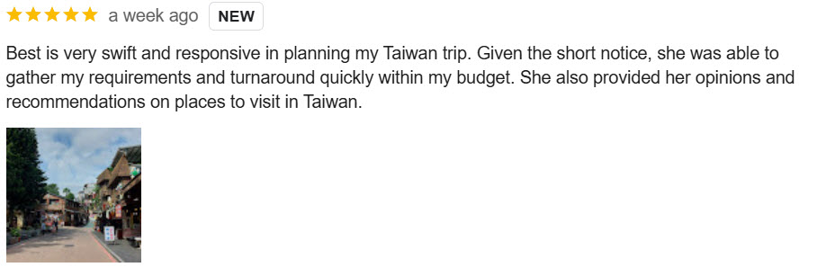 Taiwan Free and Easy Client's Review